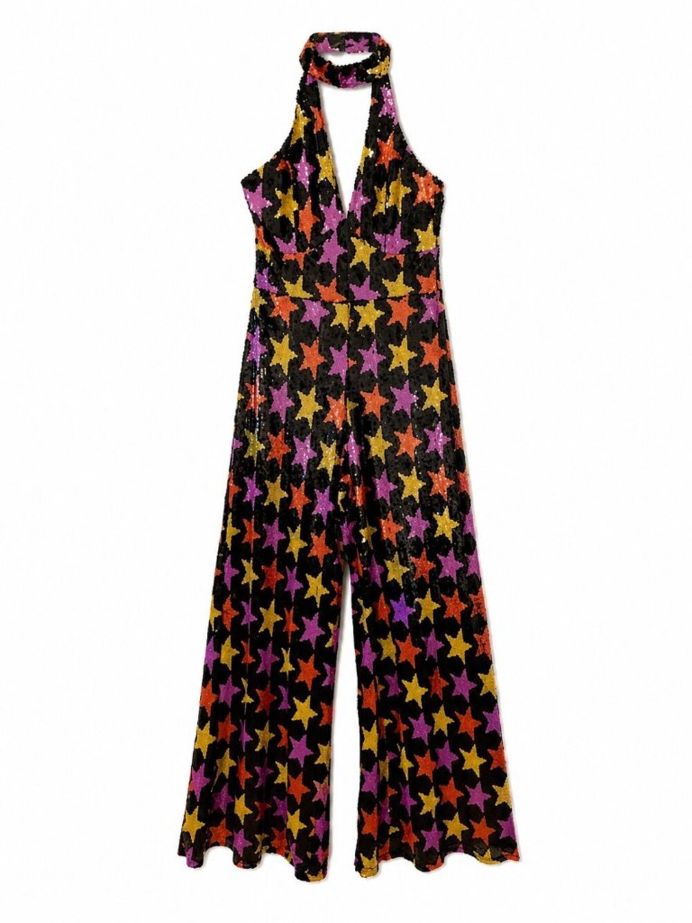 Smak Parlour Sequin Halter Jumpsuit | Open Back | Size Large | Retro Disco Glam - Picture 2 of 7